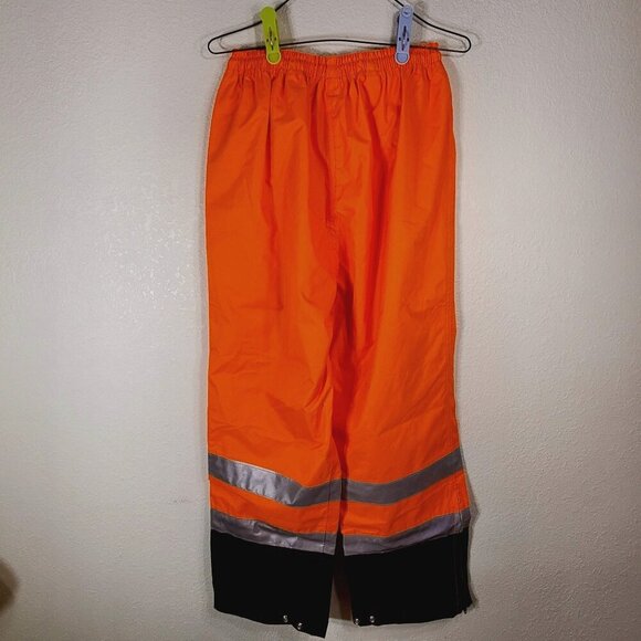 High-Visibility Reflective Work Pants Large 3M Scotchlite Orange/Black Safety - Picture 2 of 11